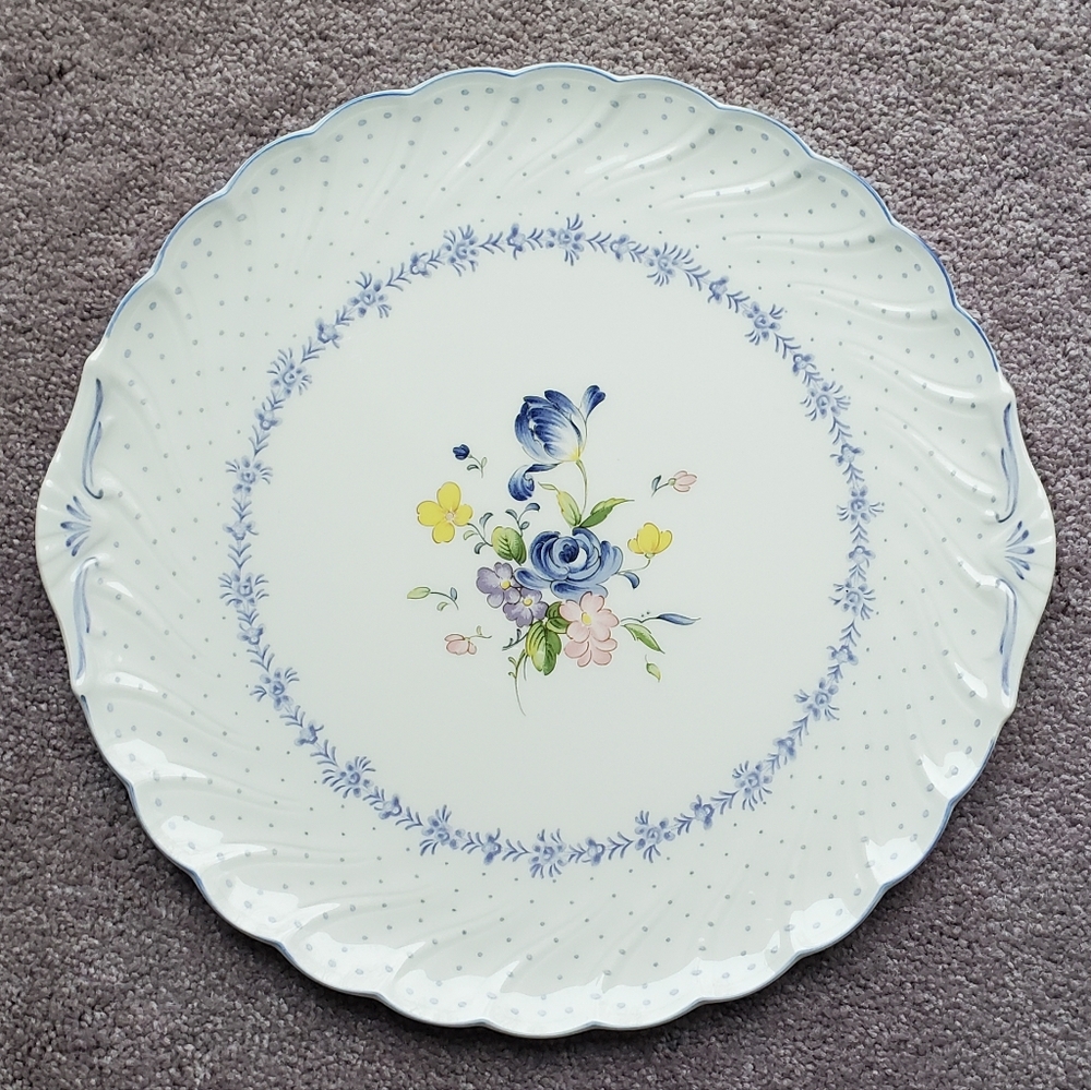 VINTAGE BLUE PEONY NIKKO ROUND SERVING PARTY PLATTER PLATE 12" RARE